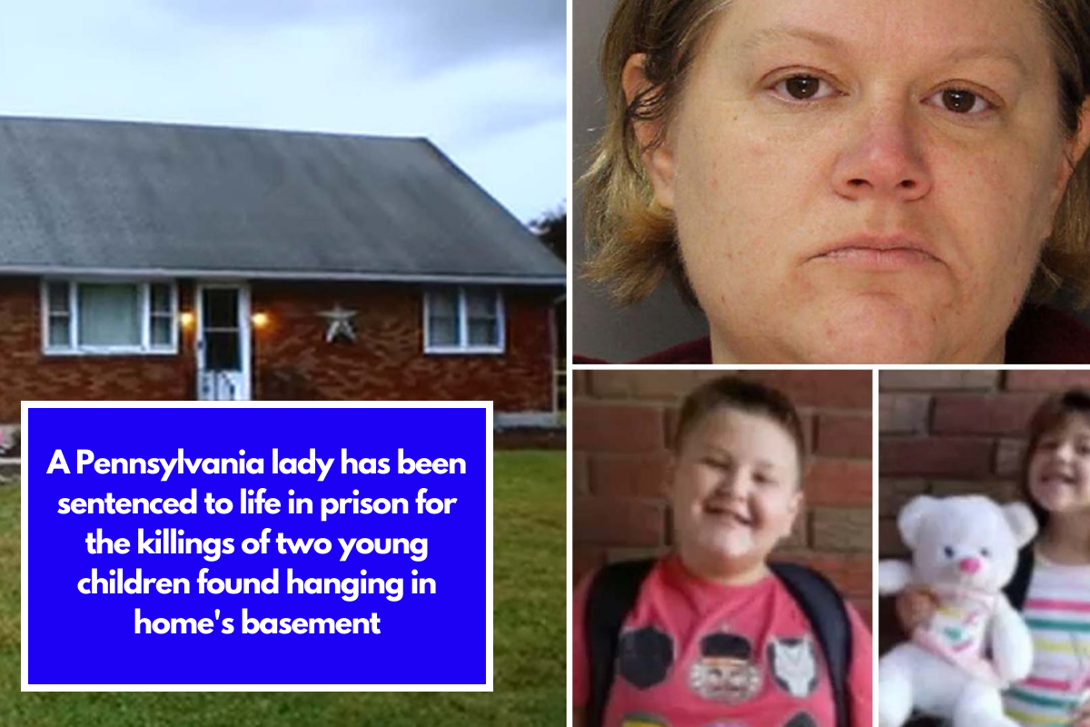 A Pennsylvania lady has been sentenced to life in prison for the killings of two young children found hanging in home's basement