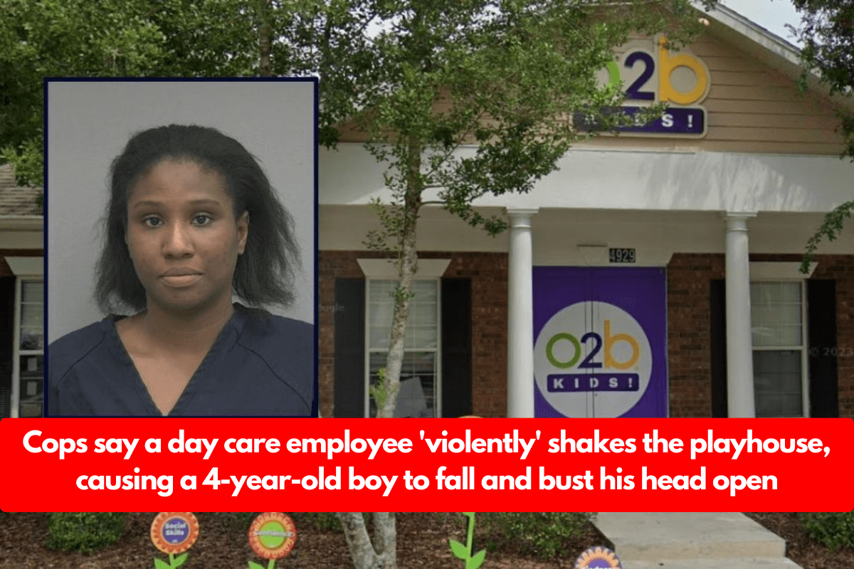 Cops say a day care employee 'violently' shakes the playhouse, causing a 4-year-old boy to fall and bust his head open