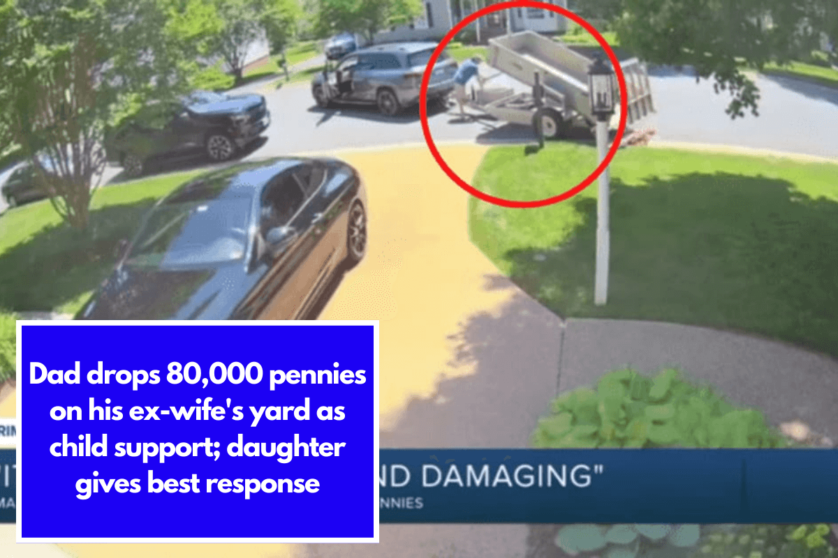 Dad drops 80,000 pennies on his ex-wife's yard as child support; daughter gives best response