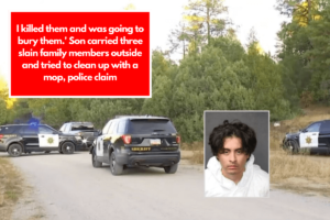 I killed them and was going to bury them.' Son carried three slain family members outside and tried to clean up with a mop, police claim