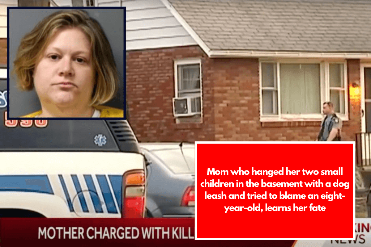 Mom who hanged her two small children in the basement with a dog leash and tried to blame an eight-year-old, learns her fate