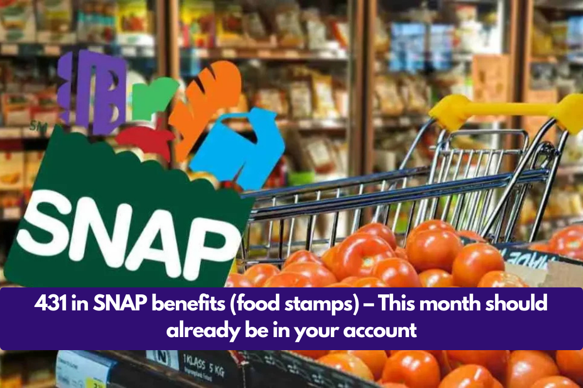 431 in SNAP benefits (food stamps) – This month should already be in your account