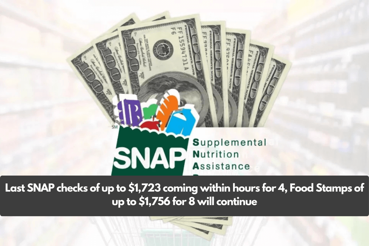 Last SNAP checks of up to $1,723 coming within hours for 4, Food Stamps of up to $1,756 for 8 will continue