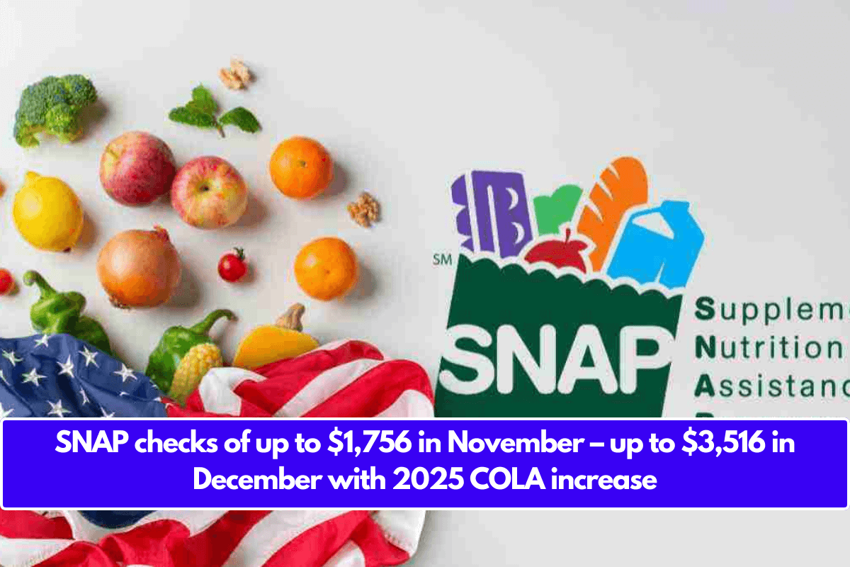 SNAP checks of up to $1,756 in November – up to $3,516 in December with 2025 COLA increase