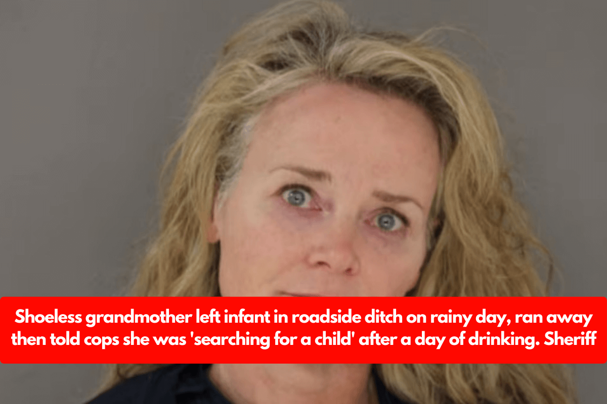 Shoeless grandmother left infant in roadside ditch on rainy day, ran away then told cops she was 'searching for a child' after a day of drinking. Sheriff