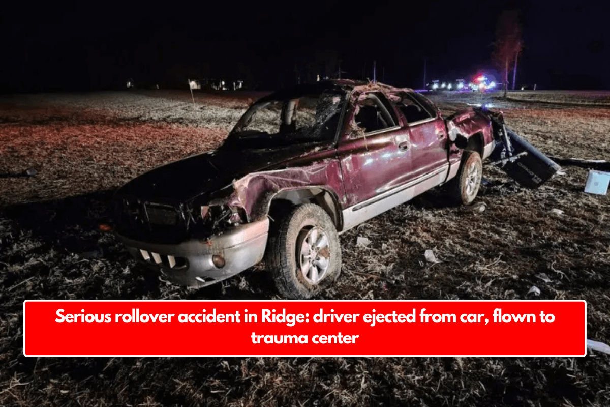 Serious rollover accident in Ridge: driver ejected from car, flown to trauma center