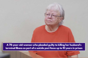 A 78-year-old woman who pleaded guilty to killing her husband's terminal illness as part of a suicide pact faces up to 10 years in prison