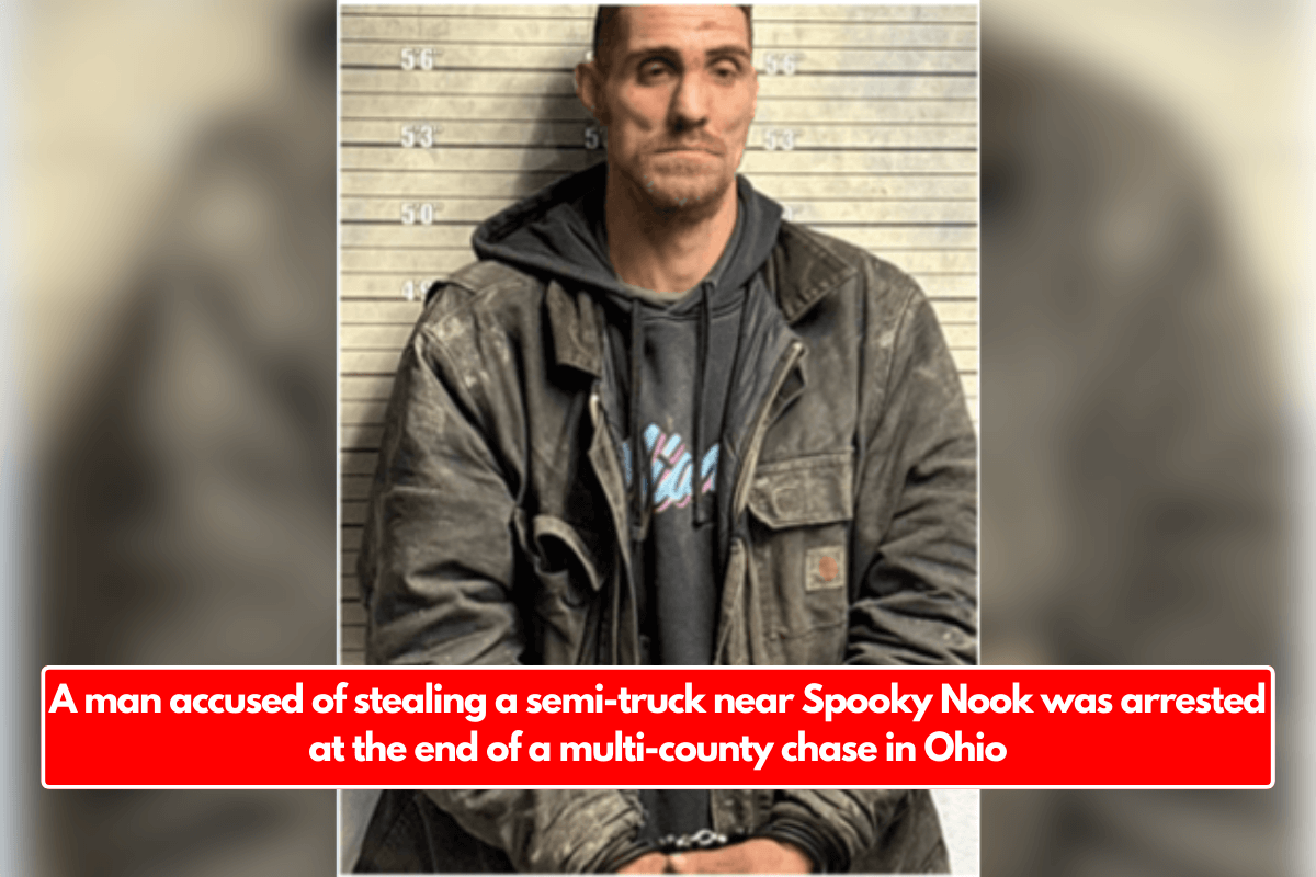 A man accused of stealing a semi-truck near Spooky Nook was arrested at the end of a multi-county chase in Ohio