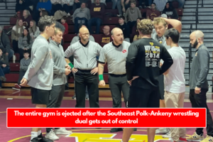 The entire gym is ejected after the Southeast Polk-Ankeny wrestling dual gets out of control