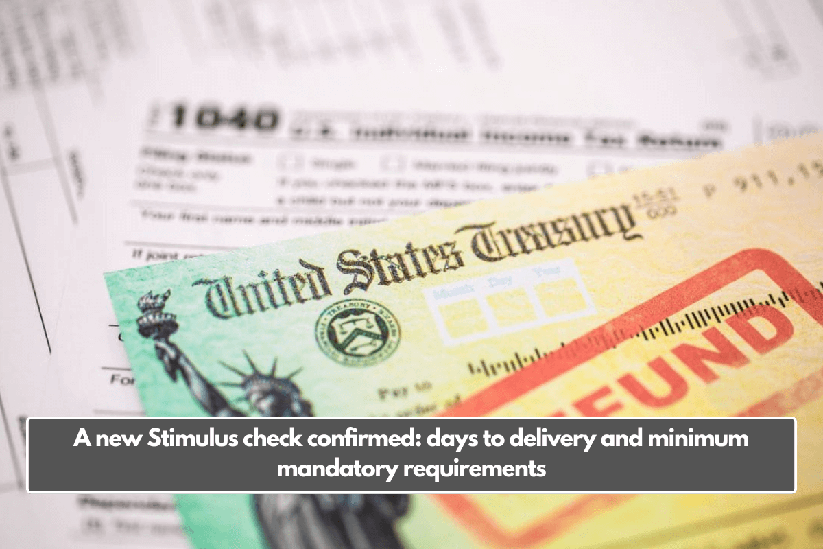 A new Stimulus check confirmed: days to delivery and minimum mandatory requirements