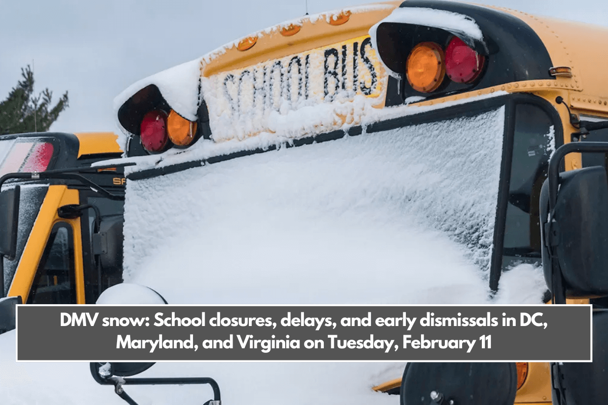 DMV snow School closures, delays, and early dismissals in DC, Maryland, and Virginia on Tuesday, February 11