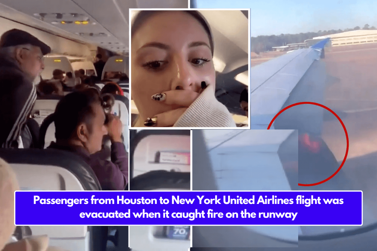 Passengers from Houston to New York United Airlines flight was evacuated when it caught fire on the runway