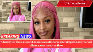 A hairstylist faces a second-degree assault charge after dragging a 15-year-old client across the salon floor