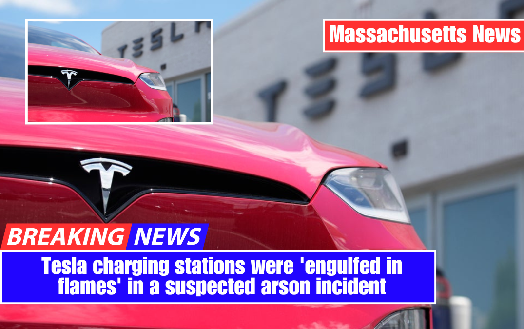 Tesla charging stations were 'engulfed in flames' in a suspected arson incident